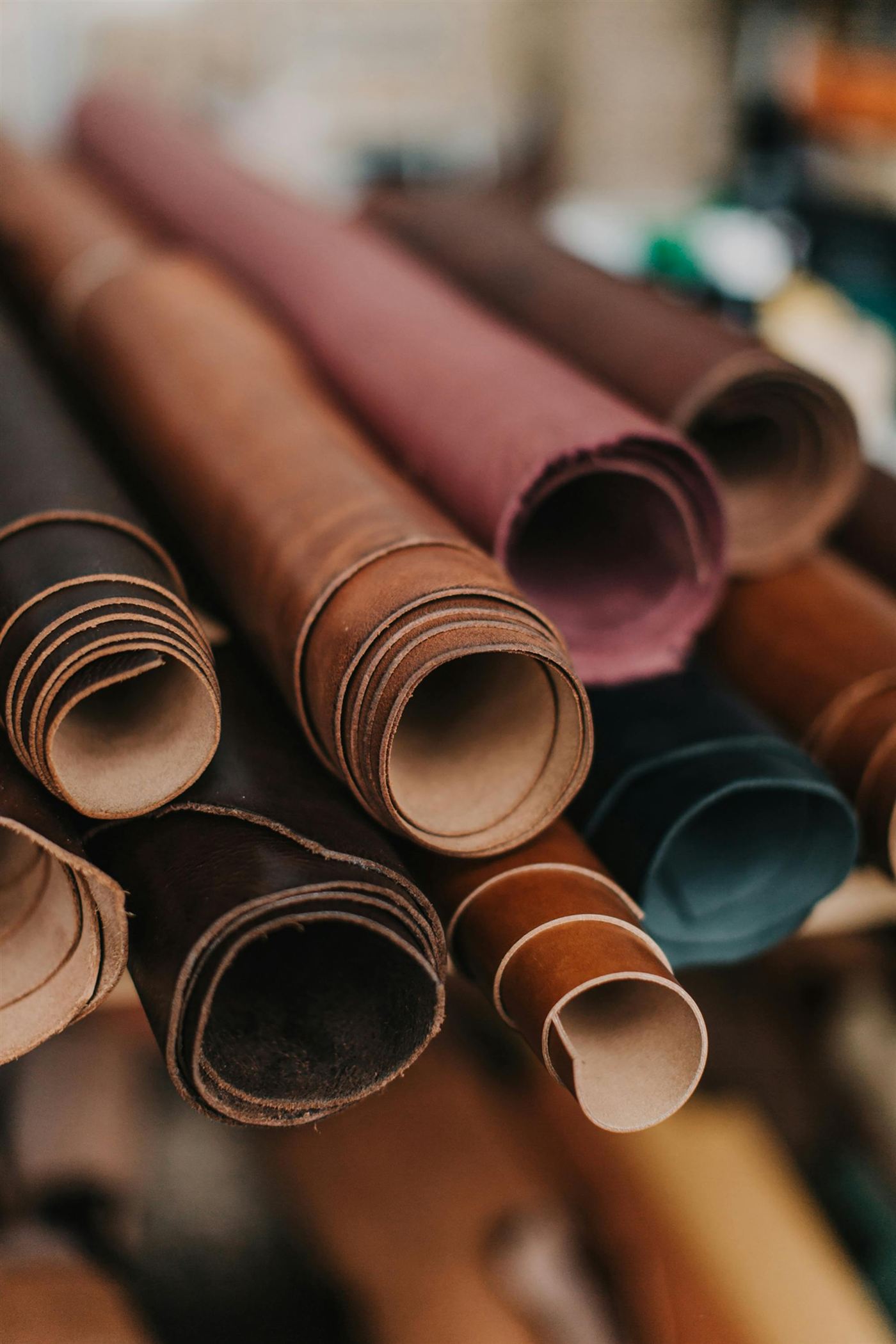 Stacked leather rolls